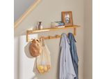 Sobuy Appendiabiti Da Corridoio Mensola Per Bagno Appendiabiti Da Parete Con 6 Ganci E Ripiano Porta Asciugamani In Bambù Wht Circa: 90X16,5X12,5Cm FHK06-N