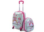 Costway Set Di Valigie Per Bambini Da 2 Pezzi Valigia Per Bambini + Zaino Set Di Valigie Per Bambini Valigie Da Viaggio Trolley Per Bambini Verde Chiaro