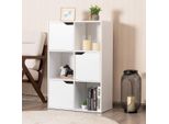 Scaffale Per Libri Costway A 6 Scomparti, Scaffale Da Ufficio Indipendente, Bianco, Scaffale Per Archiviazione, Scaffale Di Stoccaggio