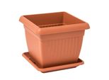 Fioriera Quadrata Tradizionale 37 Cm Terracotta Capacità 25,2 L Fioriera Con Sottovaso Plastica
