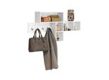 Sobuy FHK17-W Appendiabiti Da Parete Con 5 Scomparti E 4 Ganci Appendiabiti Da Corridoio Appendiabiti A Mensola Appendiabiti Bianco Wd Circa 110X53X15Cm