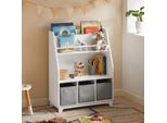 Sobuy Scaffale Per Bambini Scaffale Per Bambini Con Scomparti E 3 Scatole Scaffale Per Giocattoli Scaffale Per Bambini Organizzatore Di Giocattoli Bianco KMB34-W