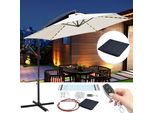 Jiubiaz 3,5M Ombrellone Da Giardino Con Led Solare Semaforo Ombrellone Padiglione A Manovella Alluminio, Beige, 3,5M