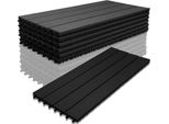 Yakimz Piastrelle Per Patio Piastrelle In Legno Piastrelle Wpc 12 Plastica 2M² Giardino 60X30Cm Pavimento A Click Con Drenaggio Grigio Antracite