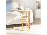 Sobuy FBT110-G Tavolino Con 2 Ripiani Tavolino Per Divano Tavolino Per Computer Portatile Tavolino Per Letto Tavolino Per Allattamento Wht Circa 50X58X30Cm