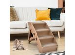 Costway Scala Per Animali Domestici A 4 Gradini Con Tappeto, Scala Per Cani Scala Per Gatti In Plastica Pieghevole, Rampa Per Cani Scala Portatile Per Cani E Gatti, Rampa Per Animali Domestici Per Arrampicarsi E Graffiare (Marrone)