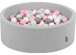 Kiddymoon Piscina Di Palline OK30D, 90X30Cm, 300 Palline ∅7Cm, Piscina Rotonda Con Palline Colorate Per Neonati E Bambini, Grigio Chiaro