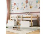 Letto Per Bambini Merax 90X200Cm Letto Per Bambini Con Protezione Anticaduta, Rete A Doghe E 2 Cassetti In Pino, Letto Per Ragazze E Ragazzi, Bianco
