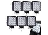 Jiubiaz Rettangolare Led Luce Di Lavoro IP67 Impermeabile 12V 24V Led Faro Per Camion, Offroad, Suv, Atv, Trattore Luce Di Retromarcia 48W 6 Pezzi