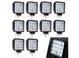 Jiubiaz Rettangolare Led Luce Di Lavoro IP67 Impermeabile 12V 24V Led Faro Per Camion, Offroad, Suv, Atv, Trattore Luce Di Retromarcia 48W 10 Pezzi