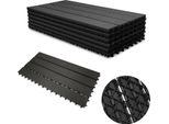 Swanew Piastrelle Per Patio 60X30Cm, 18 Pezzi, 3 Mq, Superficie Antiscivolo, Piastrelle A Incastro In Plastica Effetto Legno, Rivestimento Per Pavimenti, Resistente Agli Agenti Atmosferici Antracite