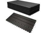 Tolletour Piastrelle Per Patio Piastrelle In Legno Piastrelle Wpc 18 Plastica 3M² Giardino 60X30Cm Pavimento A Click Con Drenaggio Grigio Antracite
