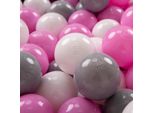 Kiddymoon Kids 200 Palline ∅ 7Cm Palline Da Gioco Per Il Bagno A Palline Palline Di Plastica Per Bambini Eu, Grigio/Bianco/Rosa
