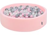 Kiddymoon 120X30Cm/300 Palline ∅ 7Cm Piscina Secca Rotonda Con Palline Certificata Eu, Rosa: Grigio Perla-Tansparente-Rosa