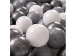 Kiddymoon Kids 300 Palline ∅ 7Cm Palline Da Gioco Per Il Bagno A Palline Palline Di Plastica Per Bambini Eu, Bianco/Grigio/Argento