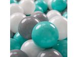 Kiddymoon Kids 50 Palline ∅ 7Cm Palline Da Gioco Per Il Bagno A Palline Palline Di Plastica Per Bambini Eu, Bianco/Grigio/Turchese Chiaro