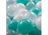 Kiddymoon Kids 200 Palline Da Gioco ∅ 7Cm Per Il Bagno Di Palline Per Bambini In Plastica Eu, Turchese Chiaro/Bianco/Trasparente