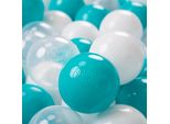 Kiddymoon Kids 200 Palline ∅ 7Cm Palline Da Gioco Per Il Bagno A Palline Palline Di Plastica Per Bambini Realizzate In Ue, Turchese/Trasparente/Bianco