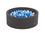 Kiddymoon 90X30Cm/200 Palline ∅ 7Cm Piscina Secca Rotonda Con Palline Certificata Eu, Grigio Scuro: Blu/Blu/Perla