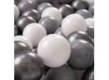 Kiddymoon Kids 700 Palline ∅ 7Cm Palline Da Gioco Per Il Bagno A Palline Palline Di Plastica Per Bambini Eu, Bianco/Grigio/Argento
