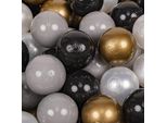 Kiddymoon Kids 200 Palline ∅ 7Cm Palline Da Gioco Per Il Bagno A Palline Palline Di Plastica Per Bambini Prodotte In Ue, Nero/Pearl/Golden/Grey