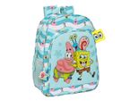 Zaino Scuola Spongebob Stay Positive Blu Bianco (33 X 42 X 14 Cm)