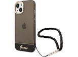 Guess Guhcp14Mhgcohk Custodia Rigida Per Iphone 14 Plus/ 15 Plus 6.7 Czarny/Nero Cinturino Perla Traslucida