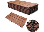 Jiubiaz Wpc Decking Tiles Decking Boards Wood Look 60X30Cm, 6 Pezzi = 1M² Piastrella Pavimento Piastrella Con Sistema Click Pavimentazione Marrone