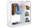 Costway Armadio Per Bambini Con Specchio, Appendiabiti Da Principessa Con Gancio E 4 Ripiani, Armadio Per Bambini In Legno, 93,5 X 38 X 100 Cm (Bianco)