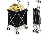 Costway Carrello Spesa Pieghevole 90 L Fino A 55 Kg, Carrello Scooter A Mano Con Borsa Oxford Rimovibile E Maniglia, Carrello Spesa Trolley Per Shopping E Campeggio, Nero