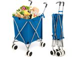 Costway Carrello Spesa Pieghevole 90 L Fino A 55 Kg, Carrello Scooter A Mano Con Borsa Oxford Rimovibile E Maniglia, Carrello Spesa Trolley Per Shopping E Campeggio, Blu