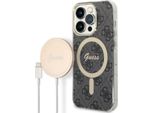 Zestaw Guess Gubpp13Xh4Eacsk Custodia+ Caricabatterie Iphone 13 Pro Max Czarny/Nero Custodia Rigida 4G Stampa Magsafe