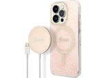 Zestaw Guess Gubpp14Xh4Eacsp Custodia+ Caricatore Iphone 14 Pro Max 6,7 RóżOwy/Rosa Custodia Rigida 4G Stampa Magsafe
