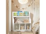 Sobuy KMB57-W Scaffale Per Bambini Scaffale Per Bambini Con 1 Ripiano E 4 Scomparti Aperti Scaffale Per Giocattoli Mobili Per La Cameretta Dei Bambini Bianco Wd Circa: 90X95X30Cm