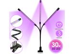 Jiubiaz Lampada Per Piante 30W Led Luce Per Piante A Spettro Completo 60 Led 3 Teste Lampada Per Piante Lampada Per Piante, 10 Livelli Di Regolazione Luce Led Per Piante Da Interno, Giardinaggio, Serra
