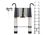 Fiqops Scala Telescopica Con Gancio Scala A Gradini In Alluminio Argento Scala Pieghevole 2,6 M