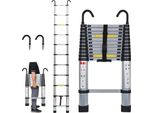 Swanew Scala Telescopica Con Gancio Scala A Gradini In Alluminio Argento Scala Pieghevole 3,2 M