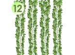 Jiubiaz Edera Artificiale Ghirlanda 12 Pezzi Edera Appeso Ghirlanda Piante Artificiali 2.4M Edera Artificiale 80 Foglie Ghirlanda Con 50 Fascette Verde Per Camera Ufficio Cucina Giardino Festa Decorazione Murale