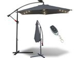 Jiubiaz Ombrellone Con Illuminazione A Led Ombrellone Semaforo 300Cm- Protezione Solare, Ombrellone Da Giardino - Grigio