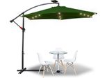 Swanew 3,5 M Ombrellone A Pendolo Da Campeggio UV40+ Ombrellone Da Giardino Solare A Led Con Led - Verde