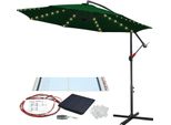 Tolletour Ombrellone Con Illuminazione A Led Ombrellone A Braccio Laterale - Protezione Solare, Ombrellone Da Giardino - Verde, 350 Cm