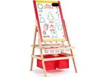 Cavalletto Per Bambini Costway 3 In 1, Lavagna Per Bambini Bifacciale, Lavagna Bianca, Lavagna Con Gesso E Carta Da Disegno, Lavagna A Cavalletto, Lavagna Da Gioco, Lavagna In Legno, Incl. 2 Scatole Per Riporre Gli Oggetti E Accessori