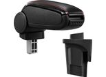 [Bracciolo Centrale, Perfetto Per Seat Leon 1P Negli Anni 2005 - 2012 - Bracciolo Con Vano Portaoggetti - Rivestito - Pelle Artificiale Nera Con Cuciture Rosse