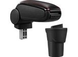 [Bracciolo Centrale, Perfetto Per Nissan Micra K13 Dal 2010 - Bracciolo Con Vano Portaoggetti - Rivestimento - Pelle Artificiale Nera Con Cuciture Rosse