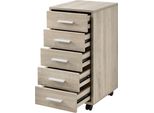 [Piedistallo Mobile Con 5 Cassetti Mobile In Rovere Sonoma Carrello Mobile 63X33X38Cm Piedistallo Per Cassetti Piedistallo Per Ufficio
