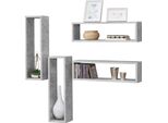 Set Di 4 Mensole Galleggianti Fagernes 59X15X17Cm Mensola A Muro 4 Pezzi Mensola Sospesa Mensola A Muro Look Cemento Grigio [En.Casa]
