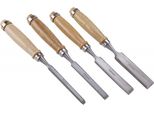 Set Di Scalpelli 4 Pezzi 8,12,19,25 Mm Con Manico In Legno