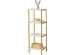 Scaffale Da Bagno Balsfjord Con 4 Ripiani Scaffale In Bambù Scaffale In Piedi Scaffale Per La Casa 33X34X110Cm Naturale