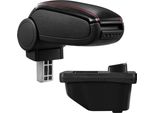[Bracciolo Centrale, Su Misura Per Peugeot 308 I - Bracciolo Con Vano Portaoggetti - Rivestito - Pelle Artificiale Nera Con Cuciture Rosse