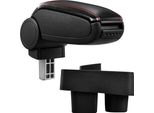 [Bracciolo Centrale, Perfetto Per Skoda Roomster Dal 2006 - Bracciolo Con Vano Portaoggetti - Rivestimento - Pelle Artificiale Nera Con Cuciture Rosse